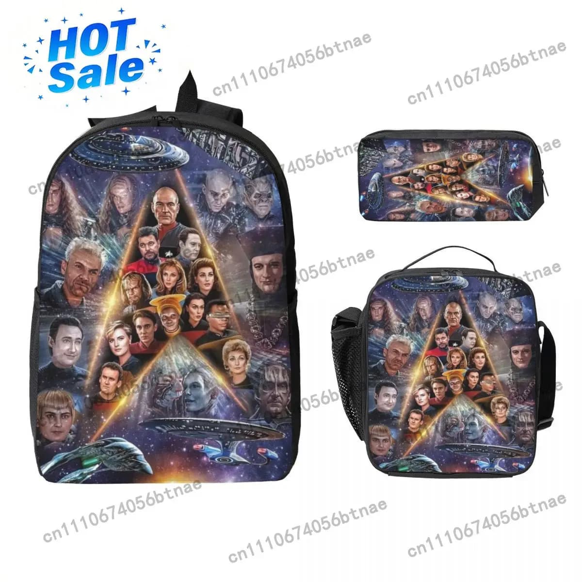 3Pcs Stars Treks merch Backpack Set for Pen Bags Bookbag Sets with Lunch Box For School Students Daypack