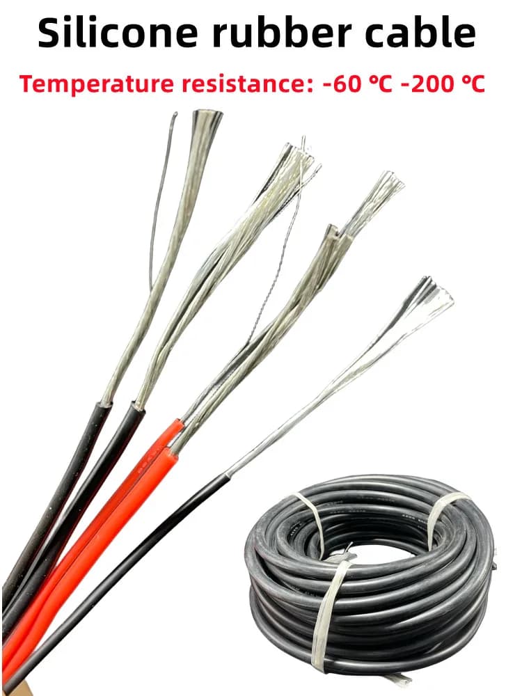 5/50m 26AWG-10AWG 600V 200 ° Cavo in silicone flessibile ad alta temperatura per batterie RC, con anima in rame stagnato, per pannelli solari