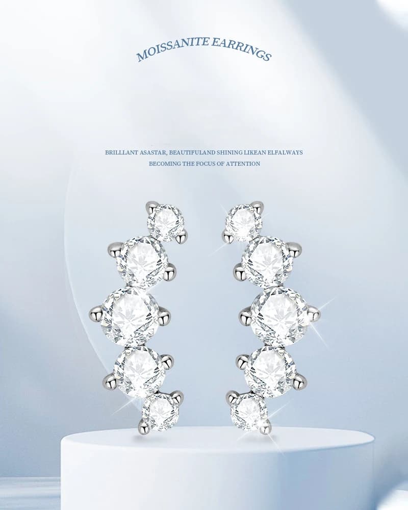 Orecchini a bottone Moissanite Orecchini in argento sterling 925 placcato 18k con sorriso per gioielli da donna