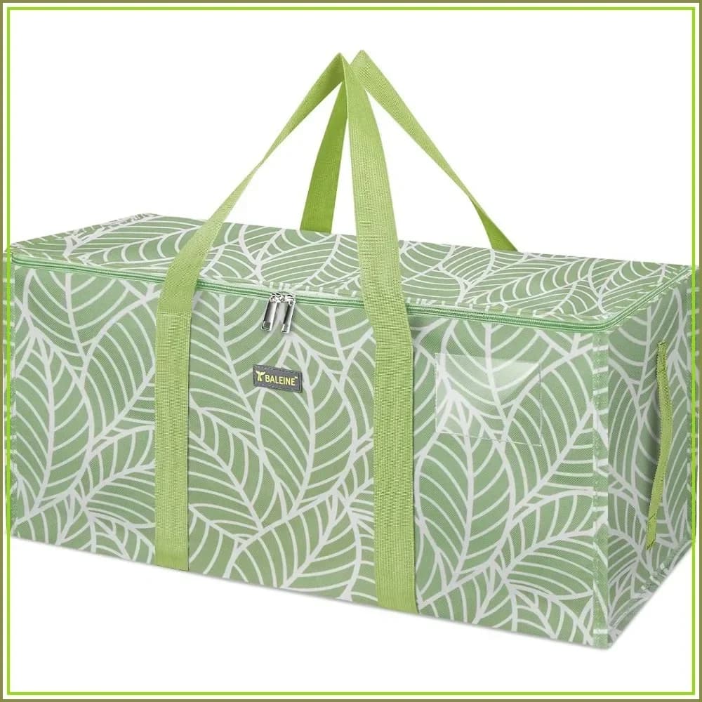 Extra Large Storage Tote with Zippers & Carrying Handles, Heavy-Duty Oxford Fabric Moving Bags for Laundry, Space Saving, Storage, Antique Foliage
