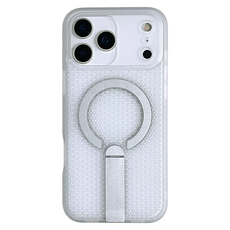 Honeycomb Mesh Cooling Magnetic Armor Case For iPhone 17 17Pro Max 16 Pro 15 14 13 Wireless Charging Invisible Metal Stand Cover