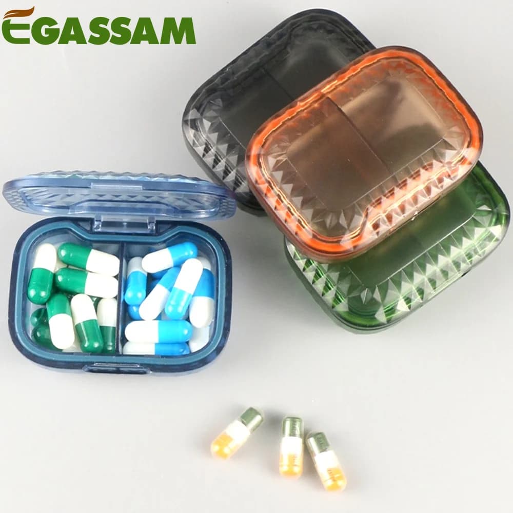 1PCS Pill Case for Purse Small Pill Organizer Portable Travel Daily Pills Containers AM & PM Mini Pill Box Vitamin, Fish Oil