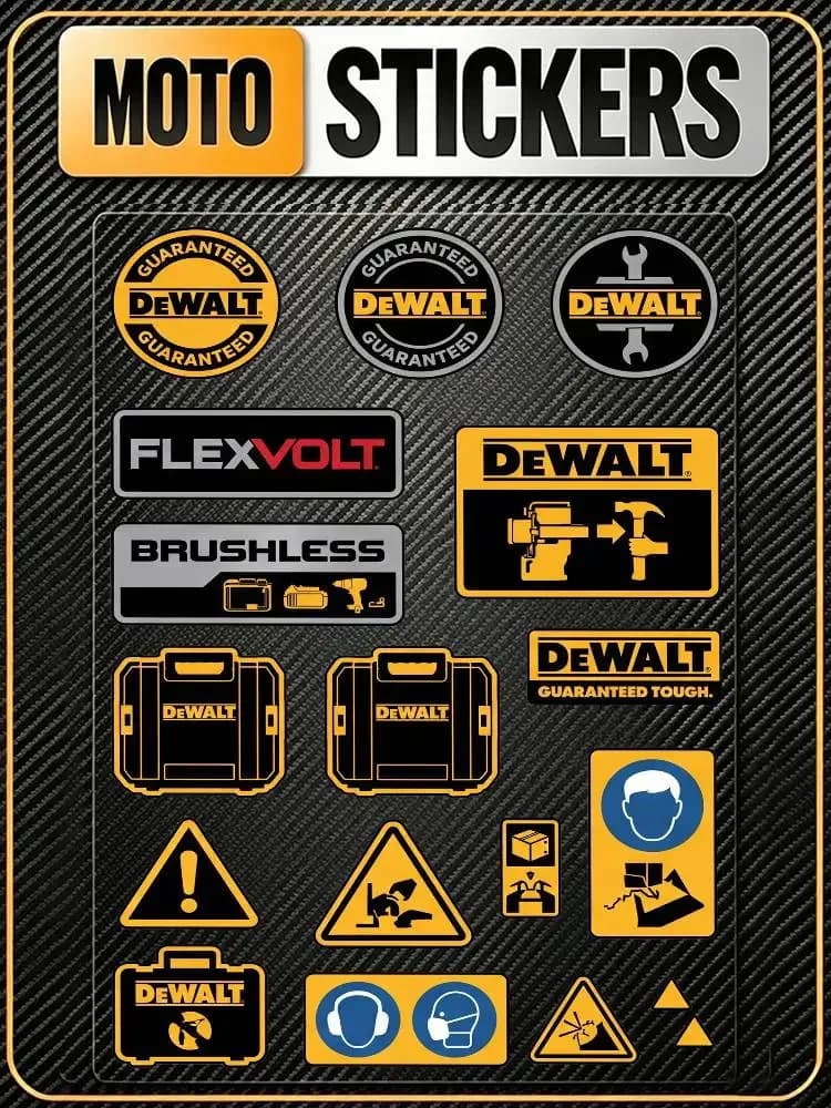 For DEWALT All Purpose Reflective Waterproof Scratch Blocker Decal Car Bike Helmet Cup Refrigerator Decorative Stickers