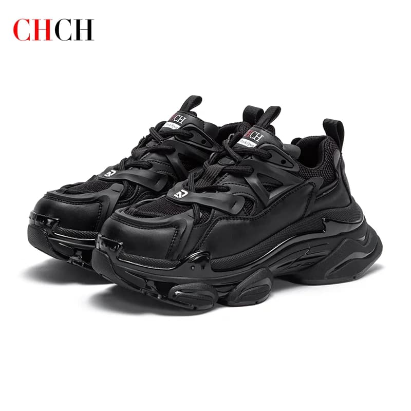 CHCH Women's Tennis Shoes Thick Sole Elevated Shoes Women's Lightweight Versatile Lacing Mesh Shoes
