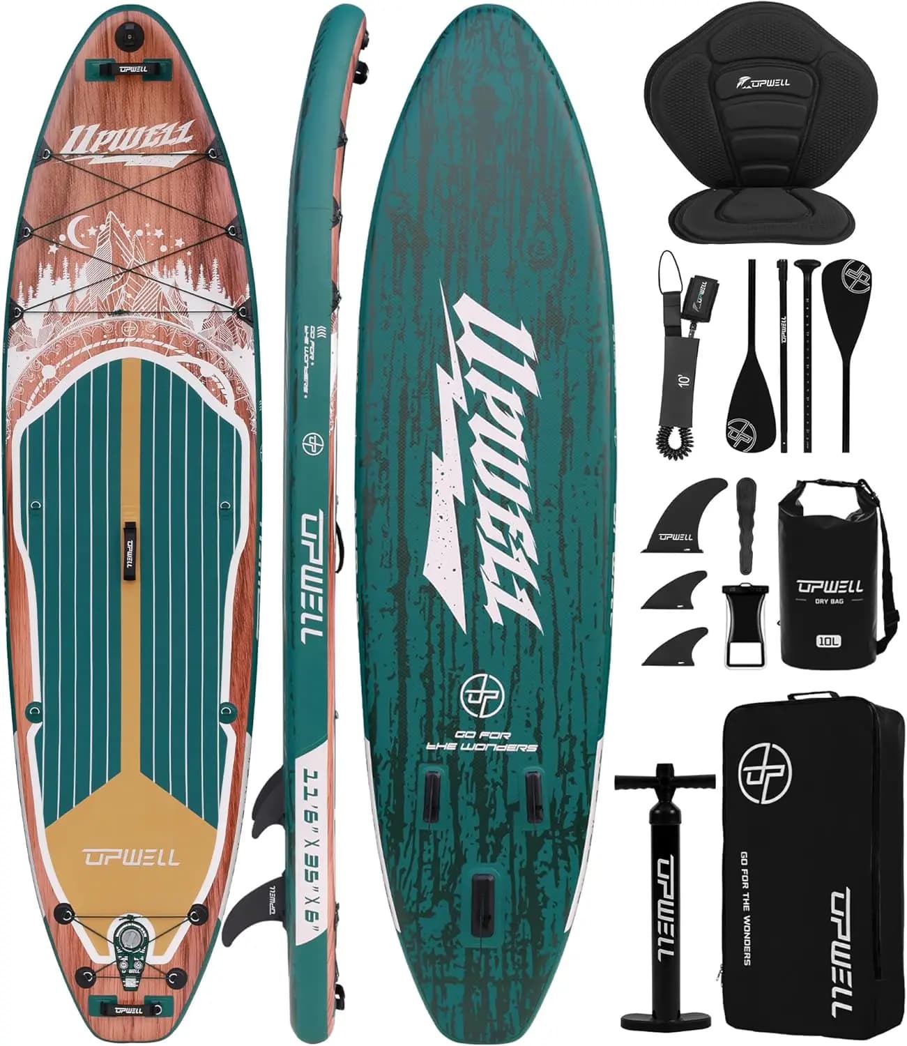 Inflatable Stand Up Paddle Board 10'6"/11'/11'6", Stable Design for Youth & Adults, Premium SUP Accessories Set with Backpack, Leash, Hand Pump, Fins