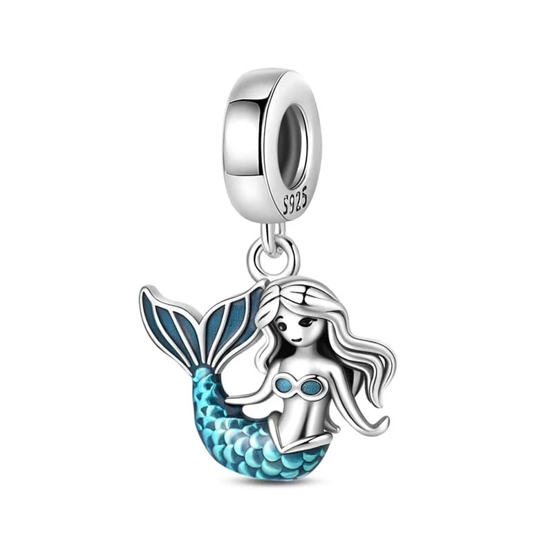 925 Sterling Silver Mermaid Charms Bead Dangle Fit 3mm Original Bracelet DIY Women Birthday Anniversary Jewelry Gift