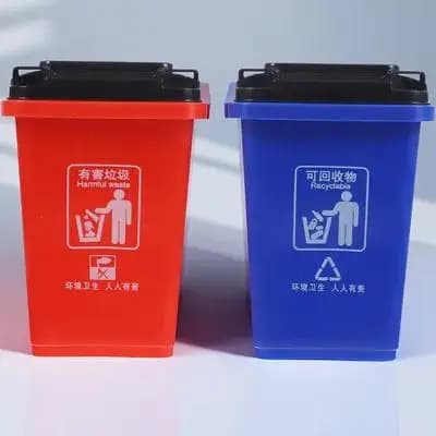 2 Pezzi Portapenne Creativo a Forma di Cestino, Contenitore Multifunzione da Scrivania Rosso Blu, Organizer per Ufficio, Porta Matite