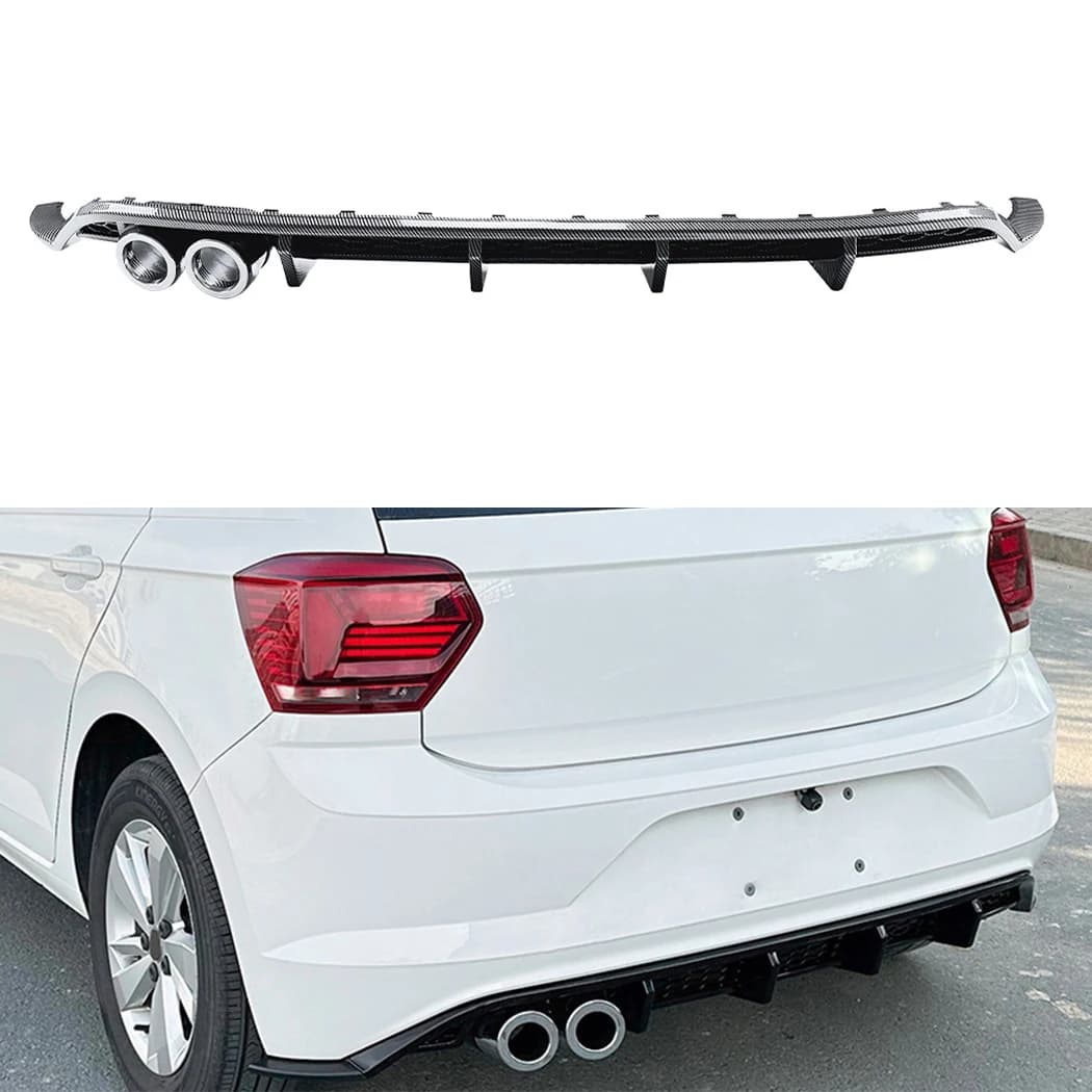 Rear diffuser for Auto, Side Splitter and Spoiler for Volkswagen Polo MK6 2019-2024, Tuning Carrozzeria Kit