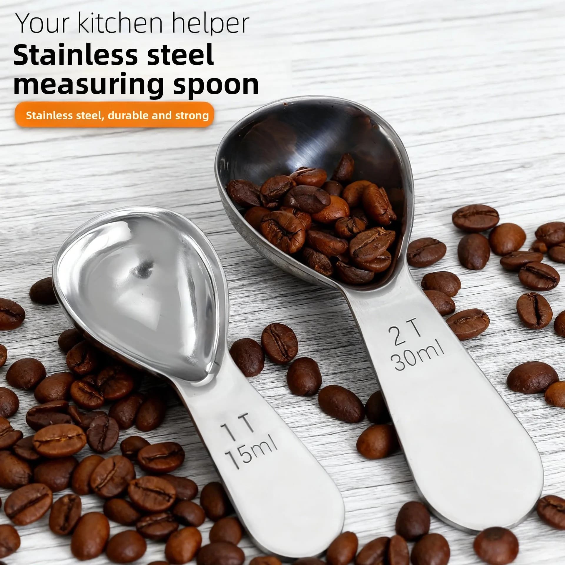 Thickened Stainless Steel Coffee Spoon 15ml 30ml Measuring Spoon Milk Powder Tea Quantity Spoon Chinese Style Kitchen Utensils