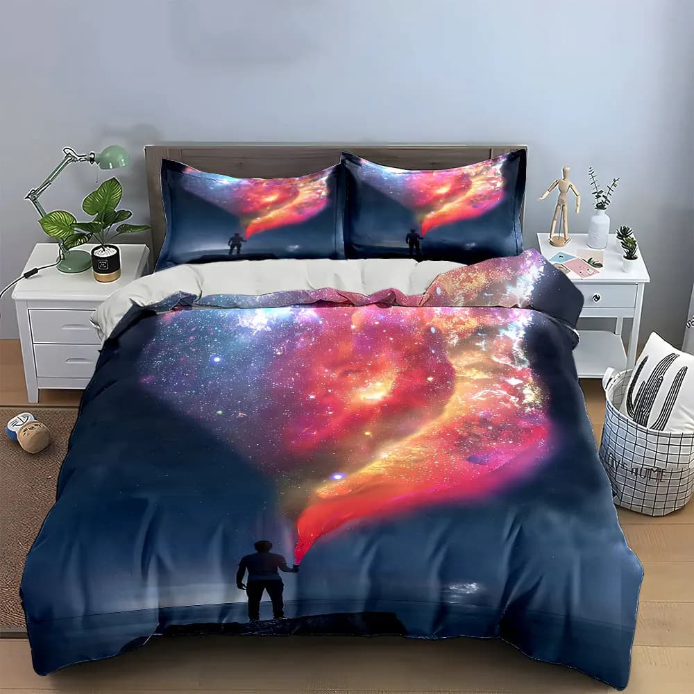 Set di biancheria da letto Galaxy Art Set Home Decor, morbido e confortevole, include 1 copripiumino e 2 federe, idea regalo
