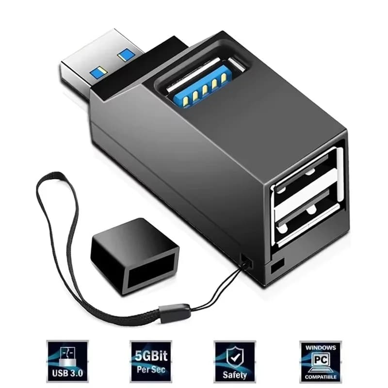 USB 3.0 Hub Adapter Extender Portable Splitter Box 1 to 3 Port USB 2.0 High Speed Data Transfer For PC Laptop U Disk Card Reader