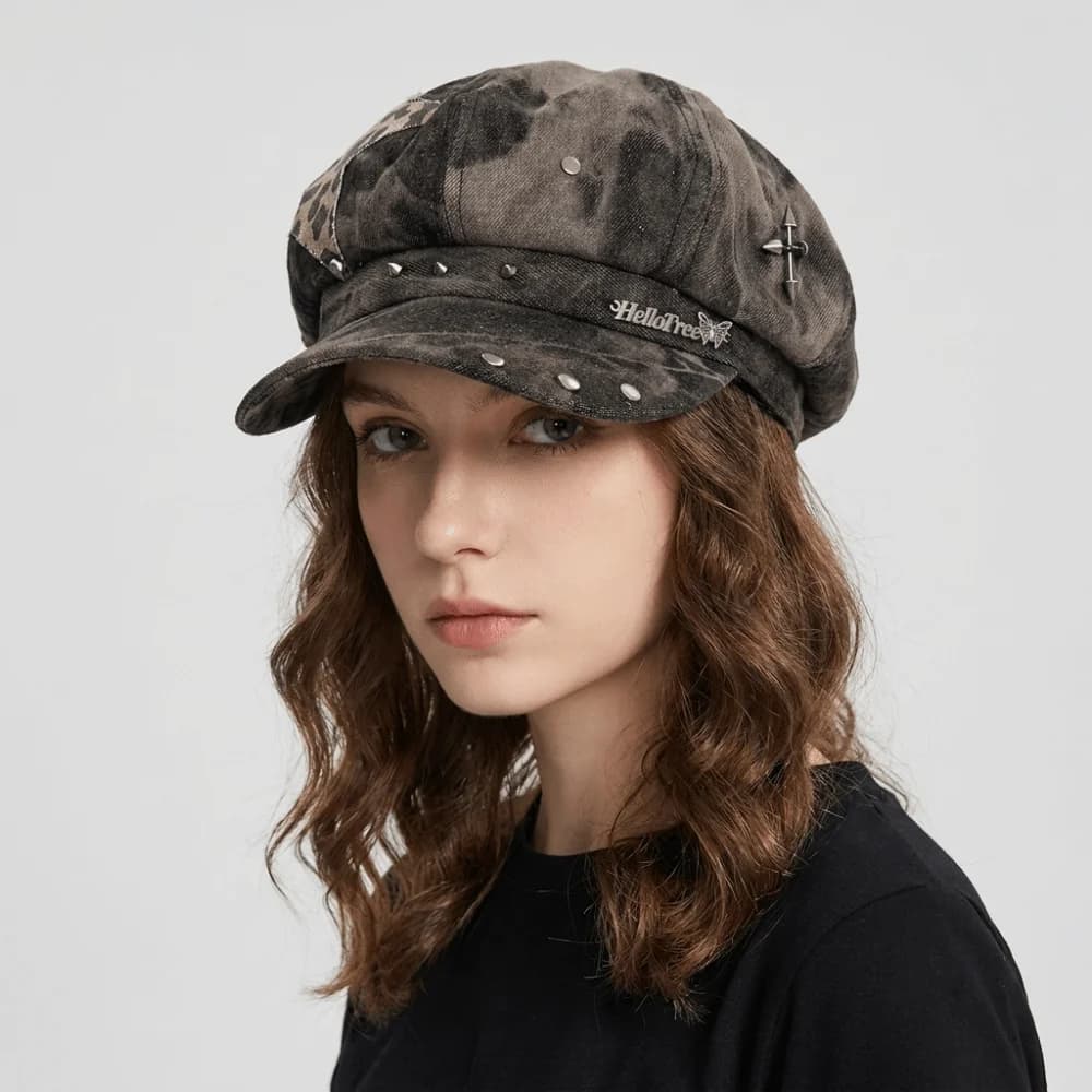 Sweet Korean Style Star Octagonal Hat Versatile Polyester Painter Cap Beret Sunscreen Women Artist Hat Work