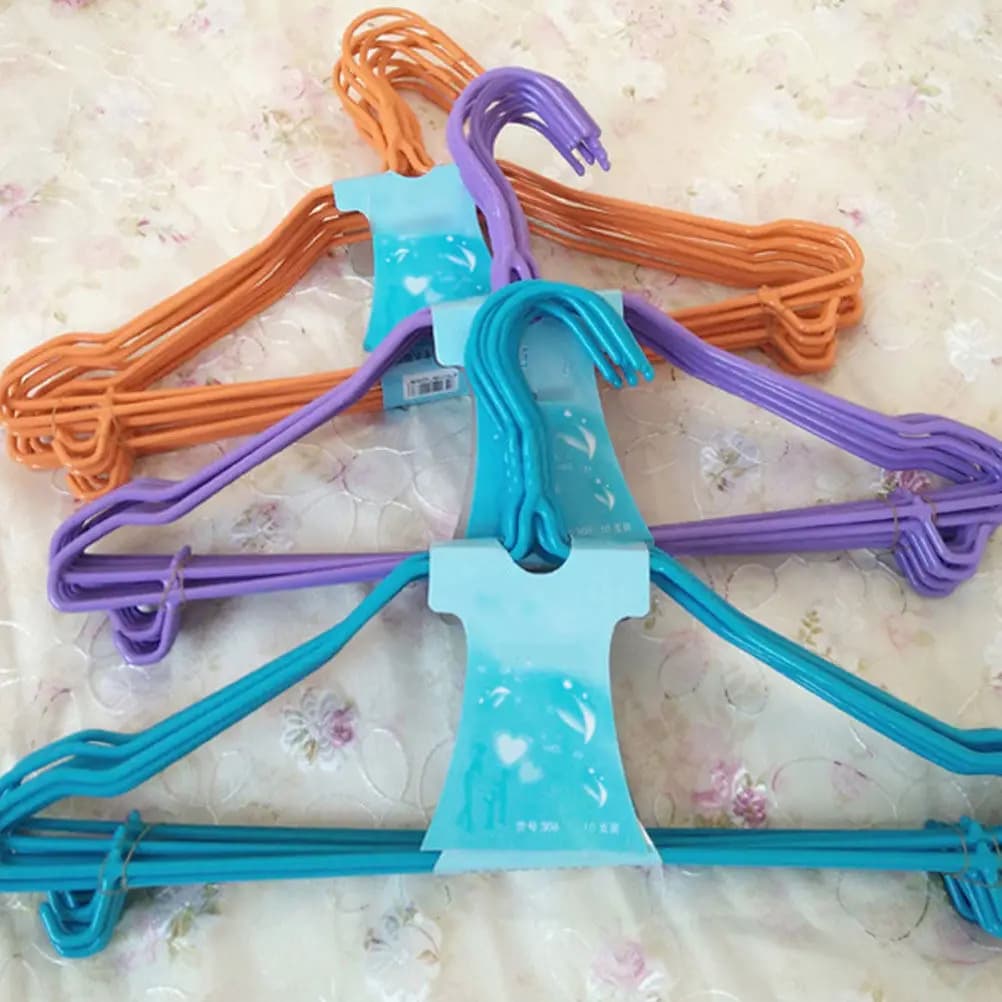 10Pcs Strong Stainless Steel PVC Drying Rack Versatile Clothes Hanger for Towels Coats Shirts Pants Quilts Blankets Bathroom