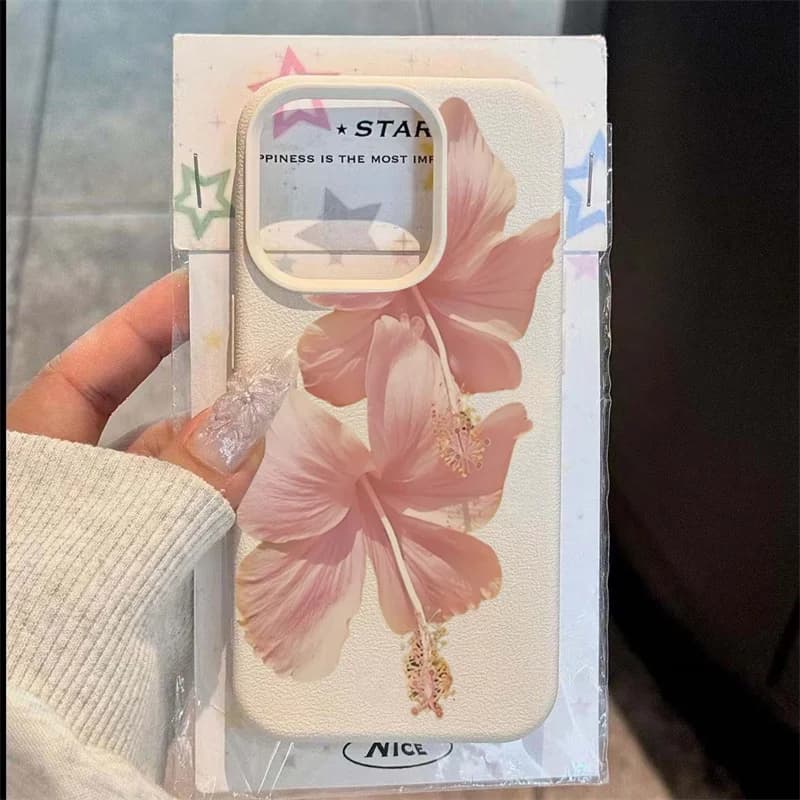 Pink Hibiscus Elegant Shockproof Case For iPhone 17 16 15 14 Plus 16E 13 12 11 Pro XR X XS Max 17 Air Colorful Soft Phone Cover
