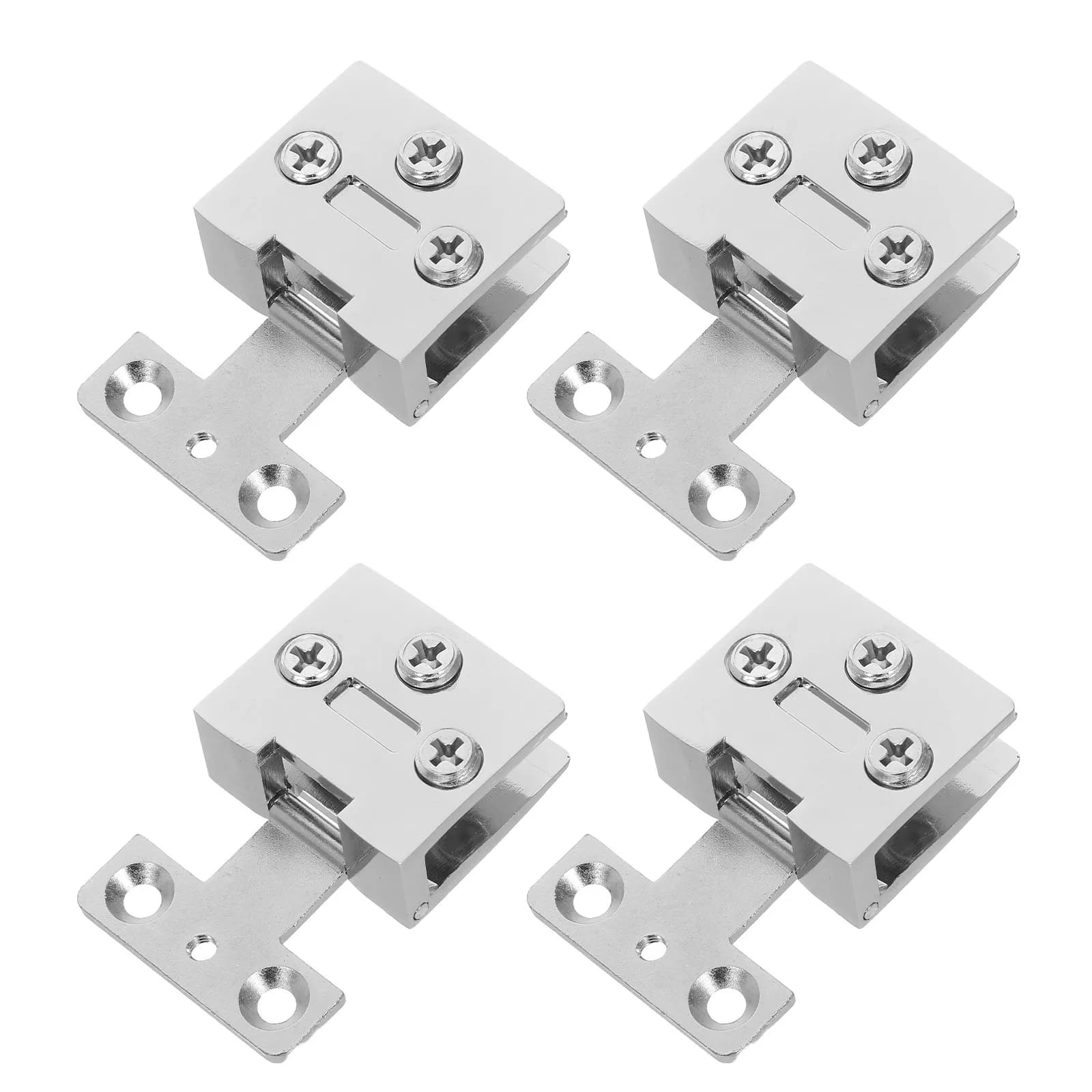 4 Pezzi Cerniere per Porte in Vetro Senza Foratura, Facili da Installare, per Vetro Temperato da 3-8mm, per Vetrine, Espositori, Armadietti da Bagno e Doccia
