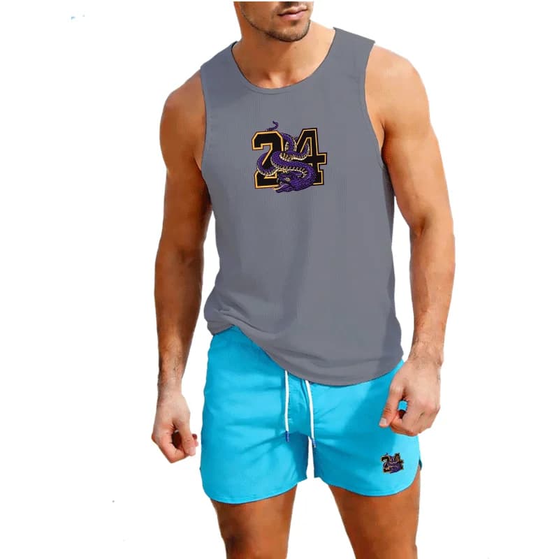 This short sleeved men's suit combines casual comfort with modern style. Net and refined fabric.