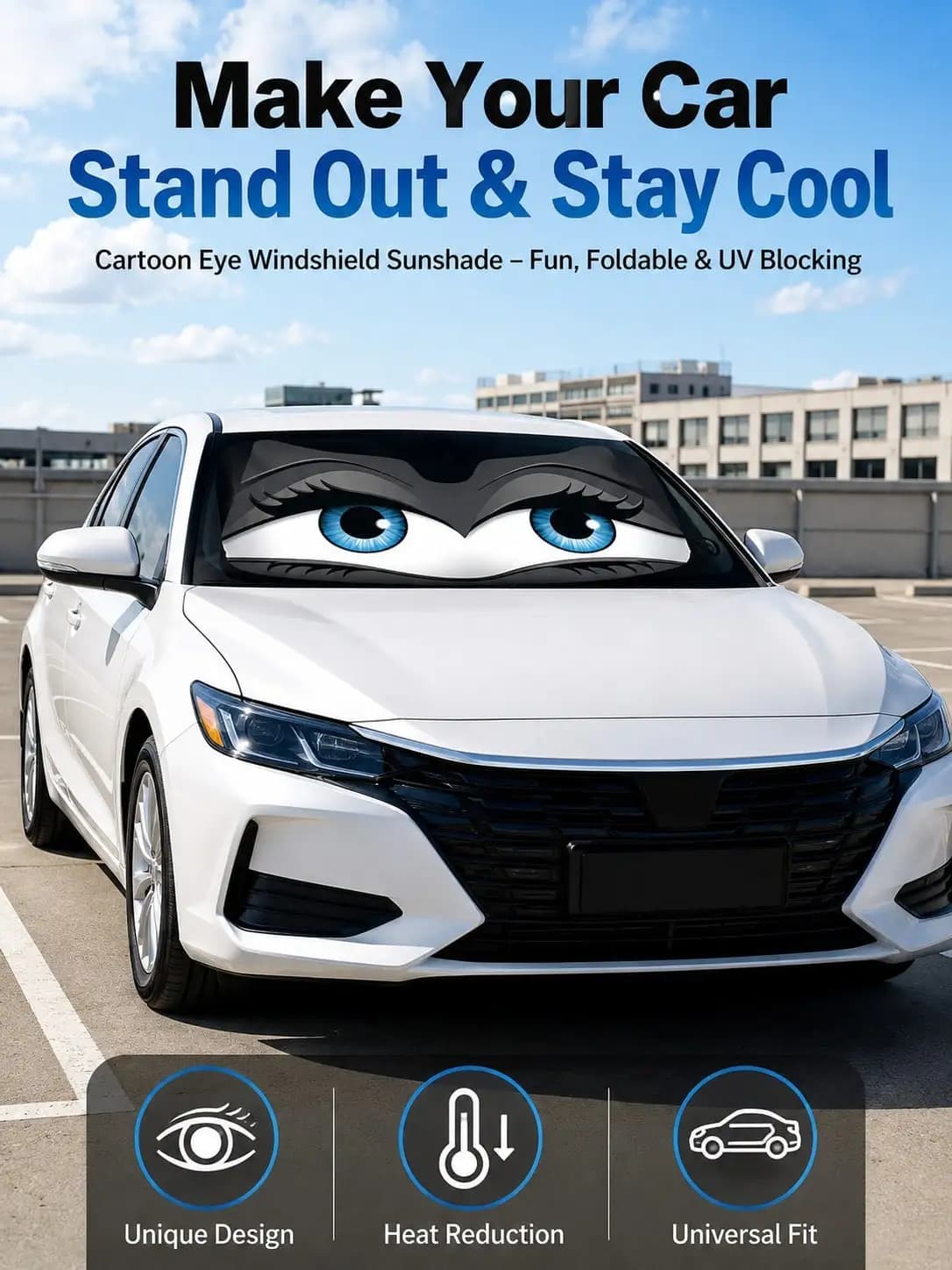 Car Front Windshield Sun Shade Foldable 190T UV Heat Protection Sun Visor Cooling Auto Sun Shield Accessories Fit SUV Cars