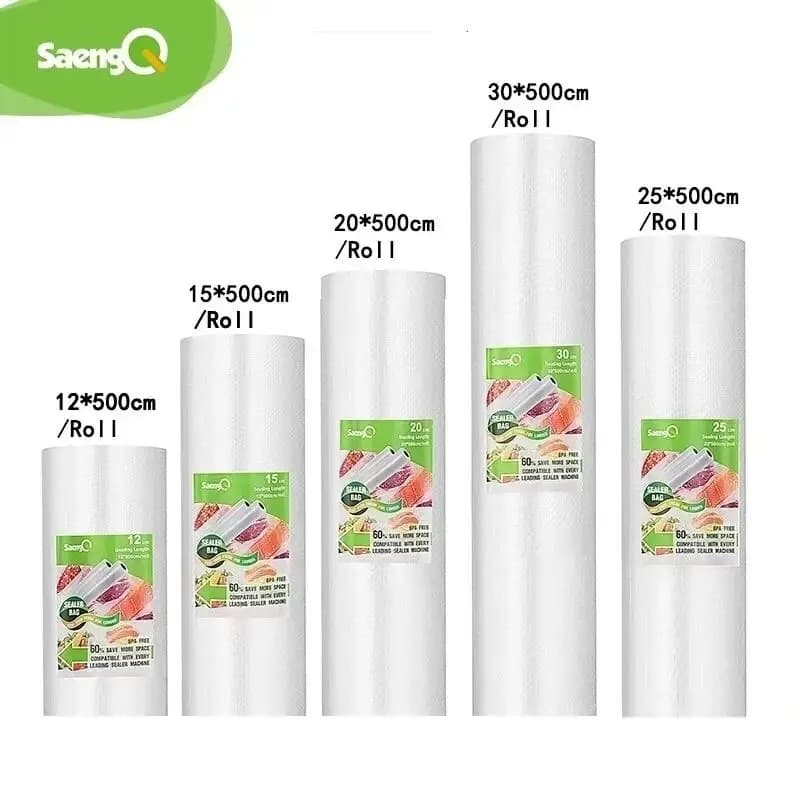 Sacchetti sottovuoto SaengQ per alimenti sottovuoto alimenti freschi a lunga tenuta 12 + 15 + 20 + 25 + 30cm * 500cm rotoli/lotto sacchetti per confezionatrice sottovuoto