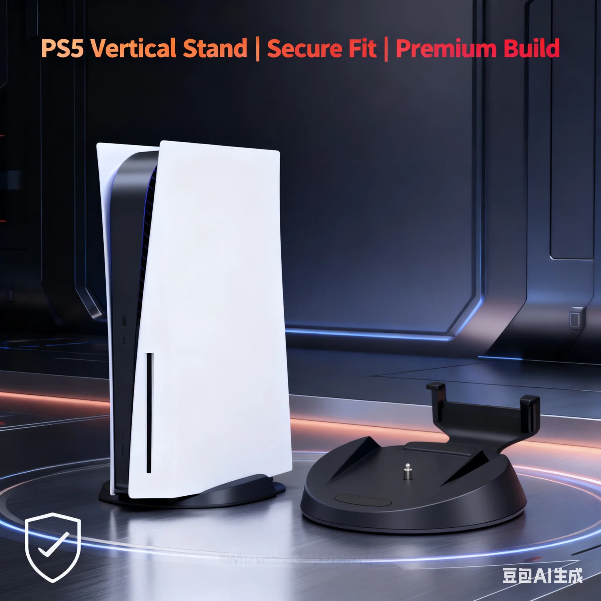Per PlayStation 5, supporto verticale con vite, base per montaggio su dock per console, accessorio da gioco antiscivolo e salvaspazio.