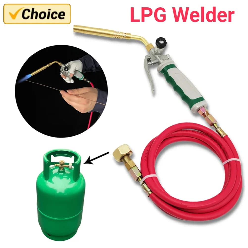 Pistola Termica Stile Tedesco con Doppio Interruttore, Bruciatore a Gas Liquefatto Portatile, Fiamma a Spirale con Tubo in Gomma da 1,6m, Attrezzatura per Saldatura