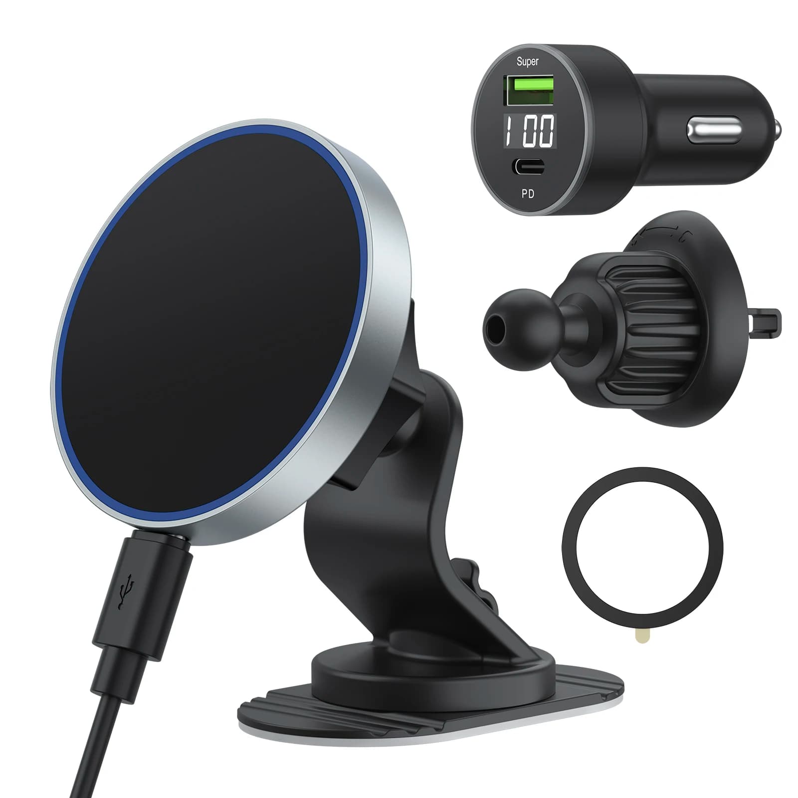Supporto per telefono con caricatore Wireless per auto magnetico da 15W per iPhone 15 14 13 12 Pro Max supporto per auto Samsung Dock Station di ricarica rapida