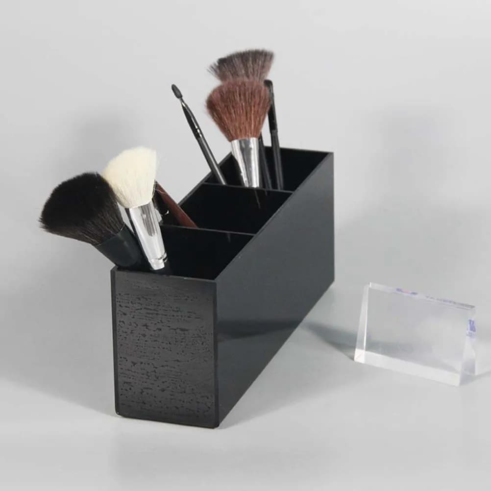 Contenitore porta trucchi in acrilico a 3 scomparti, porta pennelli, organizer per matite per sopracciglia, custodia trasparente, contenitore creativo