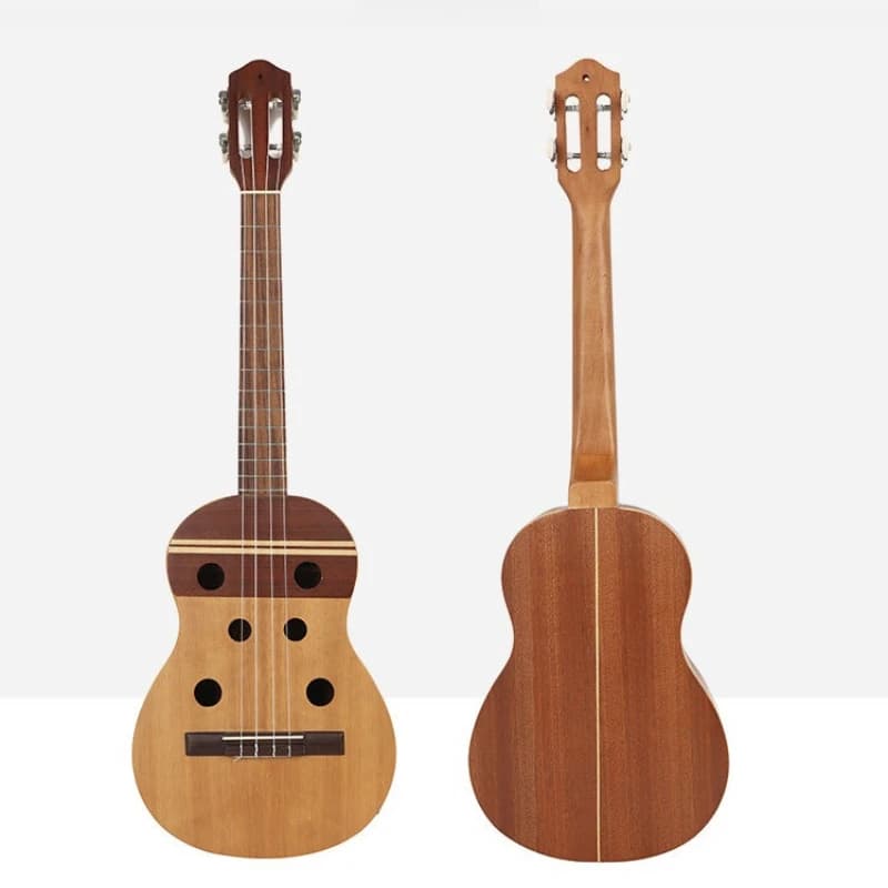 Ukulele Elettrico Acustico a 4 Corde, Top in Abete, Corpo in Sapele, Soprano/Concerto, per Bambini e Adulti, Principianti, con Custodia e Accordatore