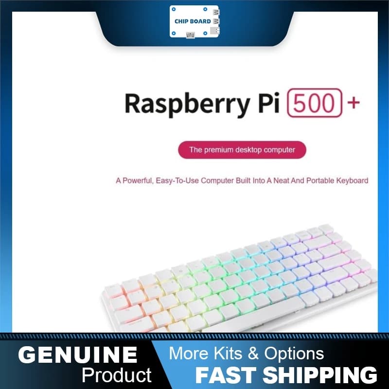 Tastiera PC all-in-one Raspberry Pi 500+, doppia uscita 4K, Wi-Fi/BLE, NVMe da 256 GB, retroilluminazione RGB