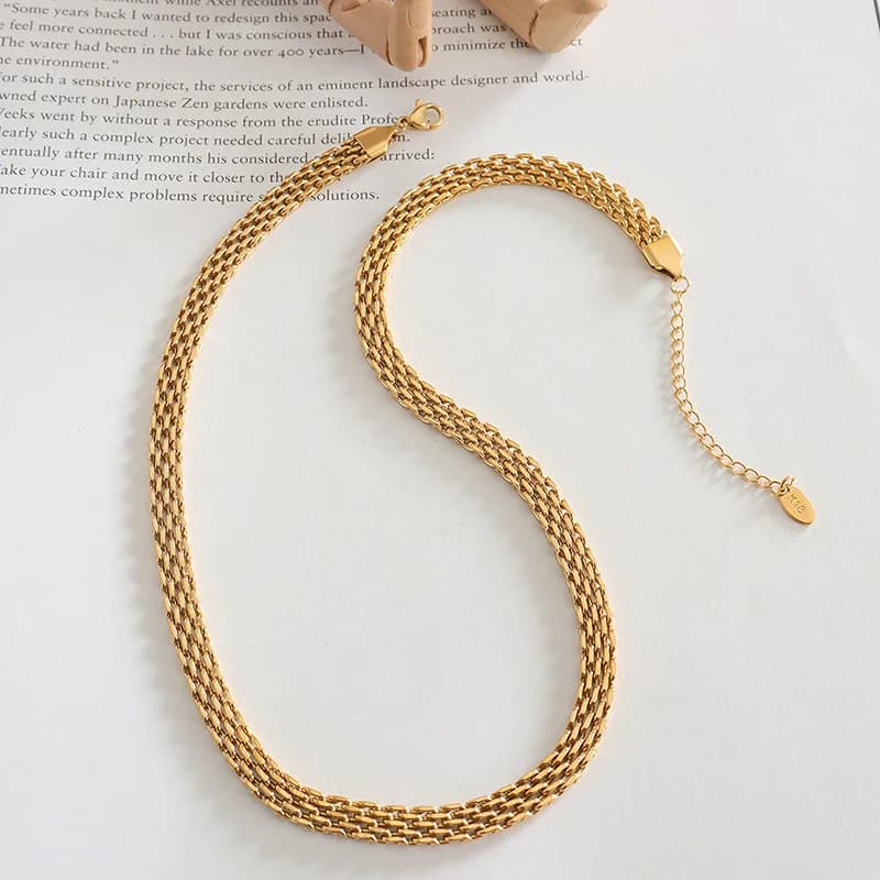 Collana a catena da donna in acciaio inossidabile placcato oro 18 carati Collane girocollo da donna impermeabili non appannate