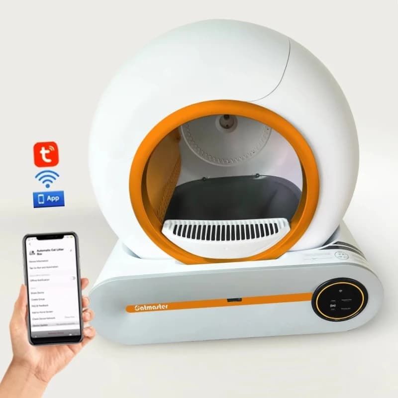 Lettiera Intelligente Automatica per Gatti con Pulizia Autonoma, Design Rotondo in Plastica Facile da Pulire, Adatta a Gatti di Taglia Grande - Campione di Prova