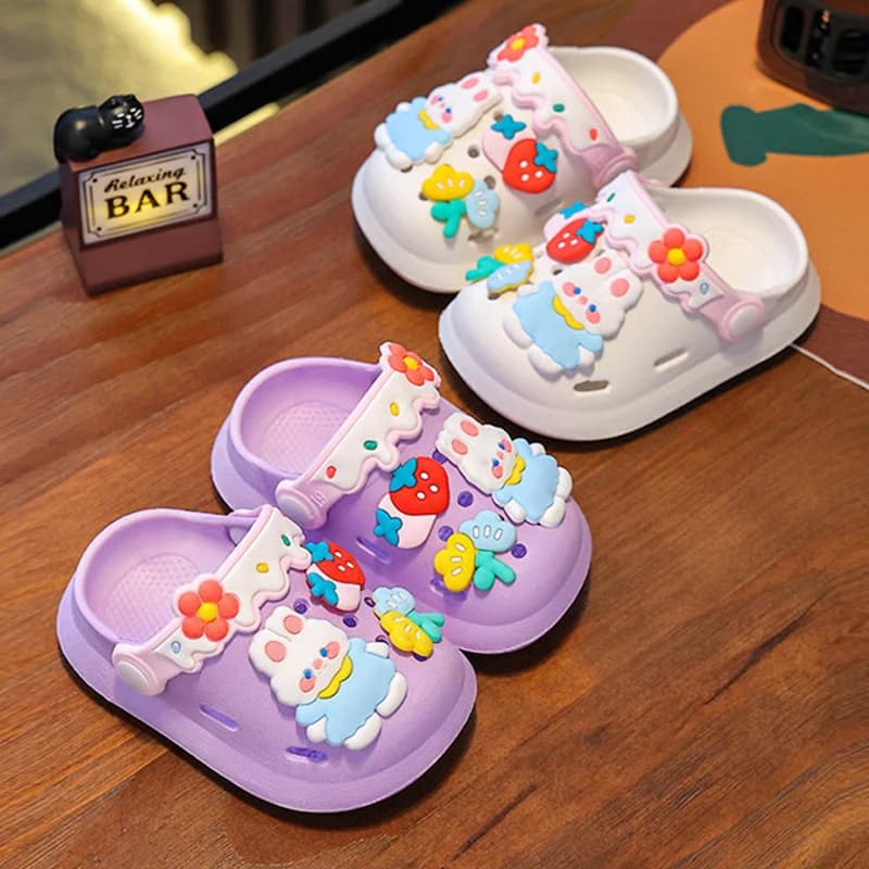 Kids Cartoon Bunny Garden Clogs Breathable Soft Sole Non-slip Sandals For Baby Girls Toddler Indoor Outdoor Beach Trendy Wear-resistant