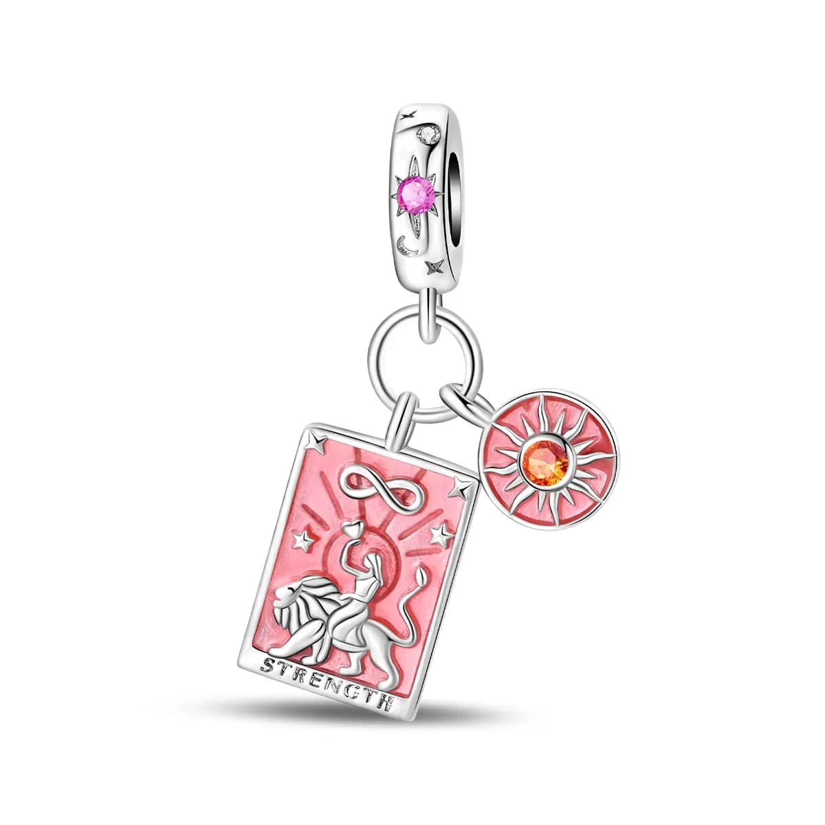 Placcato in argento 925 Tarocchi Forza Carta Misteriosi squisiti Pendenti e ciondoli Misura originale 925 Braccialetti con ciondoli Perline Gioielli Regali per le donne