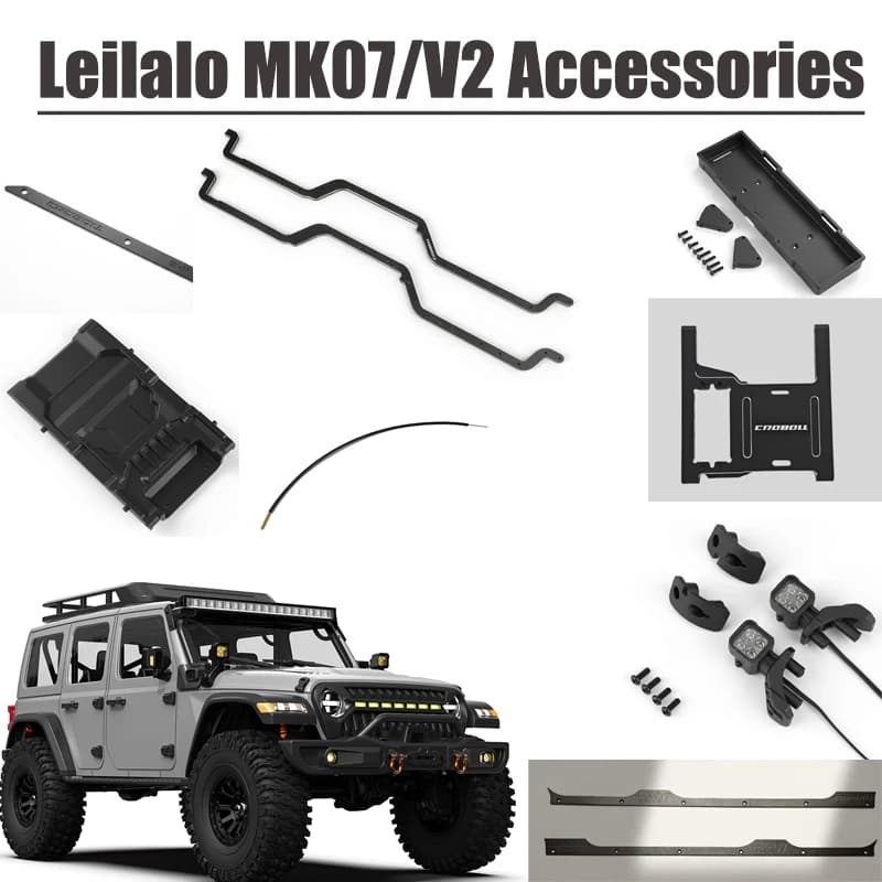 Accessori Leilalo MK07V2, copertura macchina, faro, barra luminosa, aggiornamento cavo differenziale, supporto servo, bordo sottoscocca in lega di alluminio