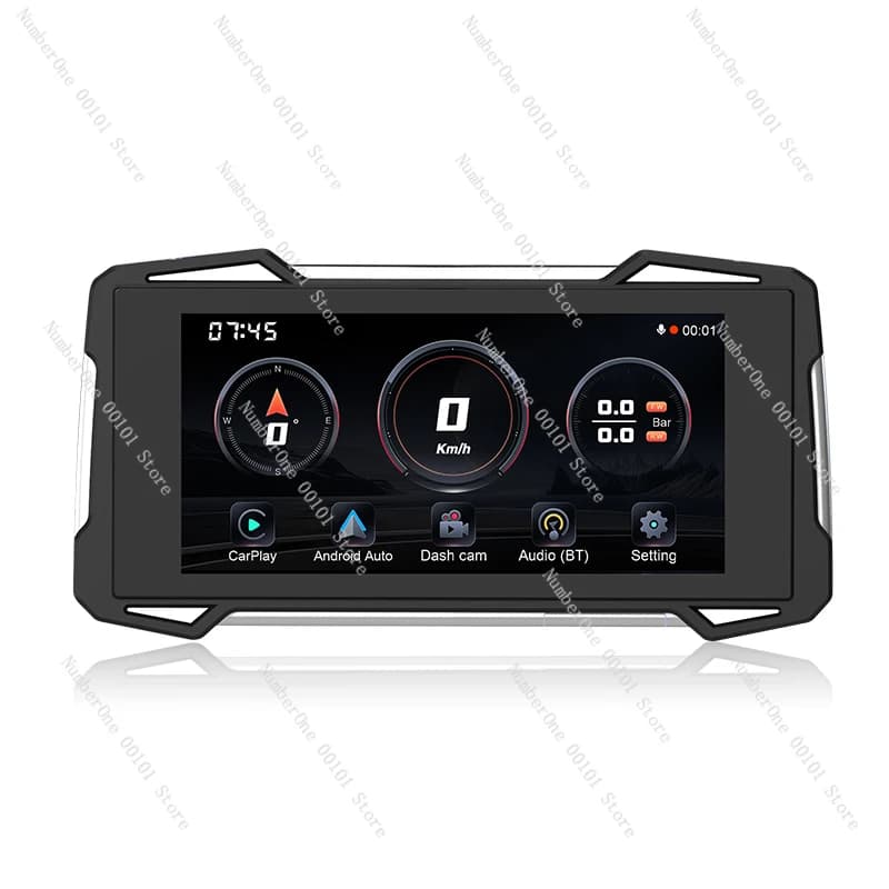 Navigazione GPS per moto con schermo CarPlay wireless impermeabile da 7,25" staccabile con fotocamere TPMS 1080P