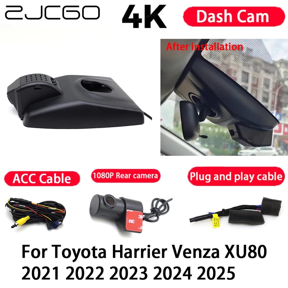 4K Plug and Play Car Camera, Dash Cam with Night Vision for Toyota Harrier Venza XU80 2021 2022 2023 2024 2025