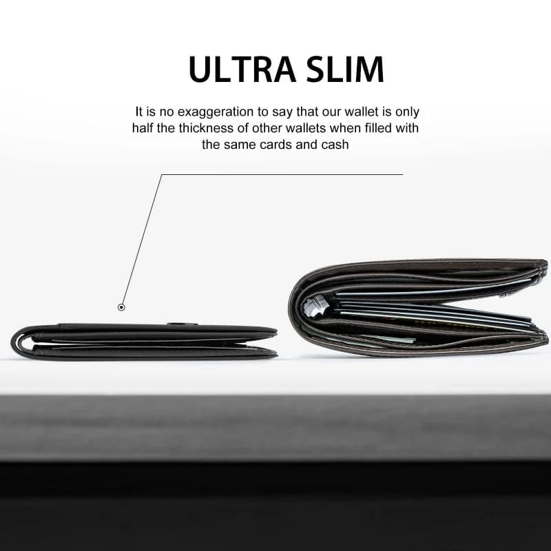 Portafoglio RFID ultrasottile da uomo in fibra di carbonio con doppia piega, porta carte minimalista per dollaro USA