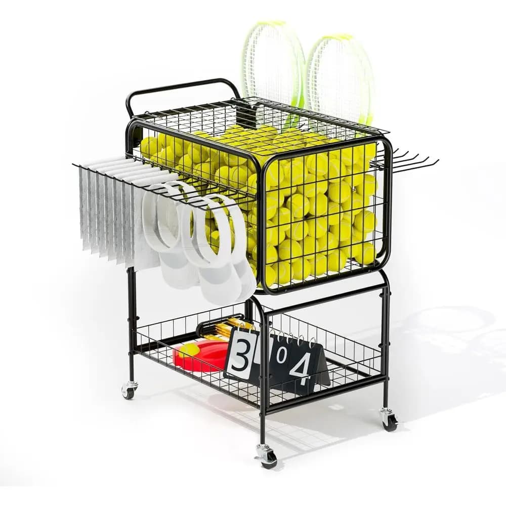 Carrello Portatile per Palline da Tennis (350 Palline), Cesto Portabiancheria con Ruote, Carrello Multiuso Grande per Attrezzature Sportive e Fai-da-te