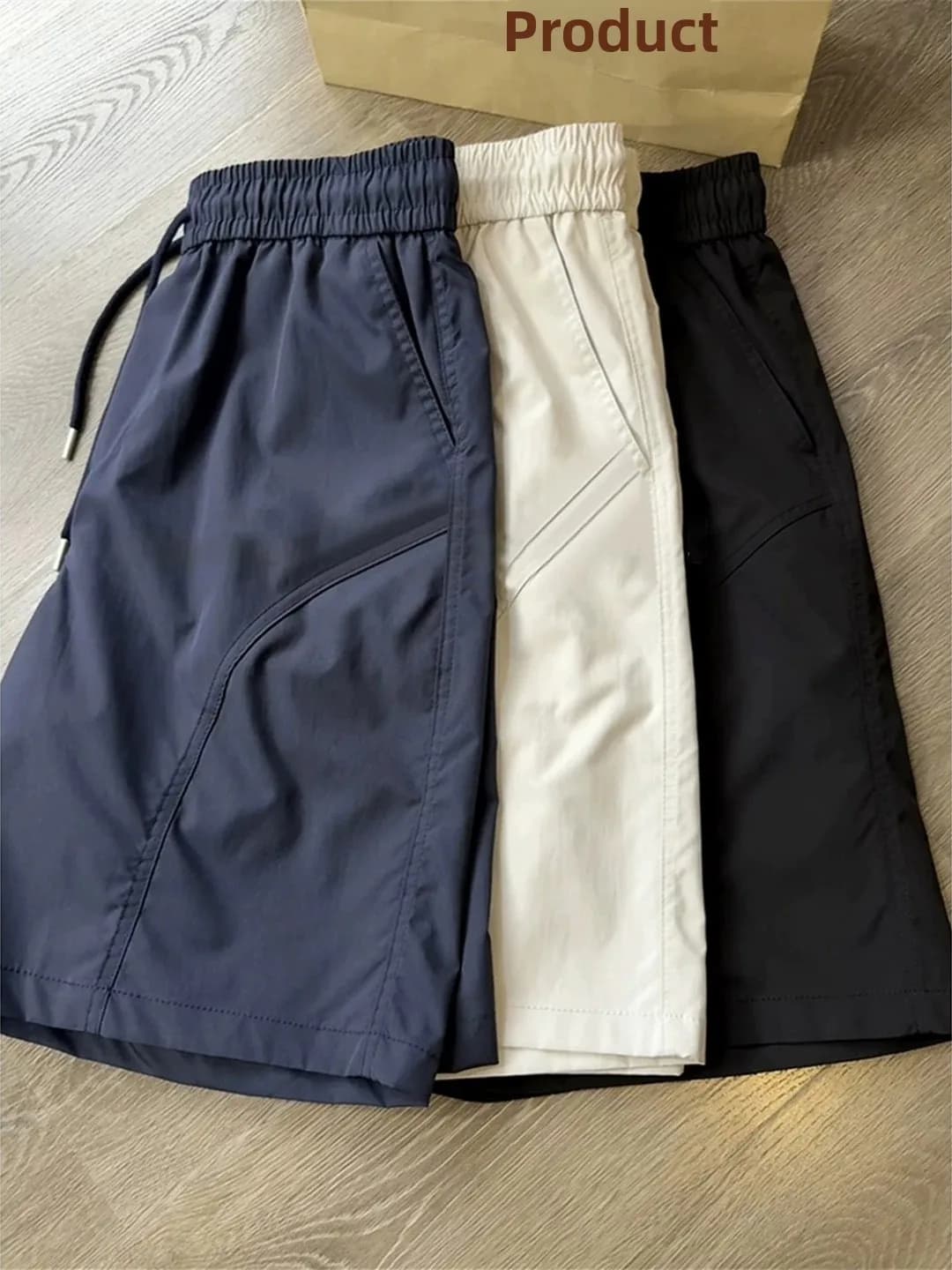 Pantaloncini Americani in Nylon ad Asciugatura Rapida per Uomo, Sottili con Taglio Laterale, per Fitness e Sport all'Aperto, in Seta Ghiacciata, Lunghezza Tre Quarti