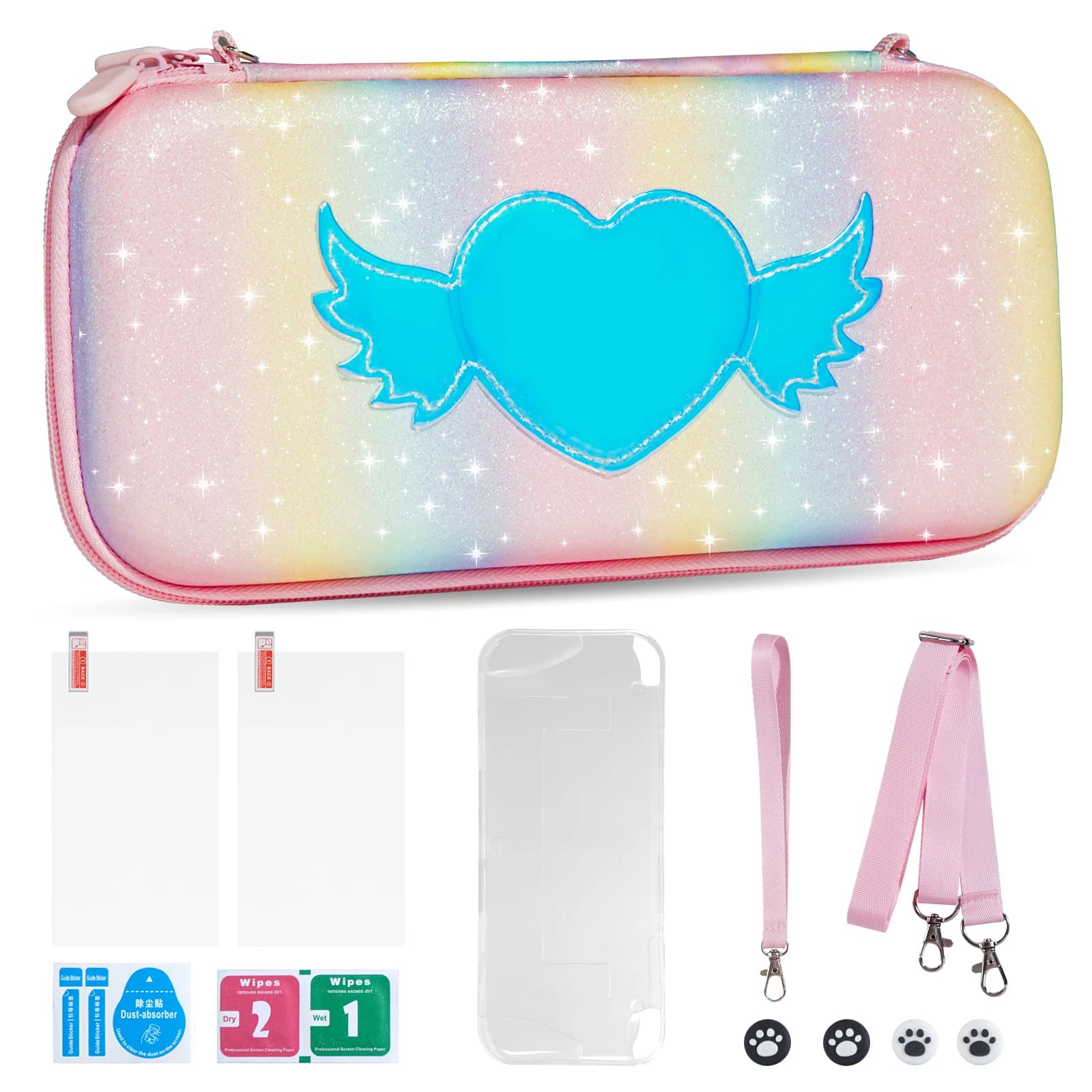 Custodia OLED rosa per Nintendo Switch Borsa da trasporto per esterni con tracolla Custodia protettiva per accessori per interruttori