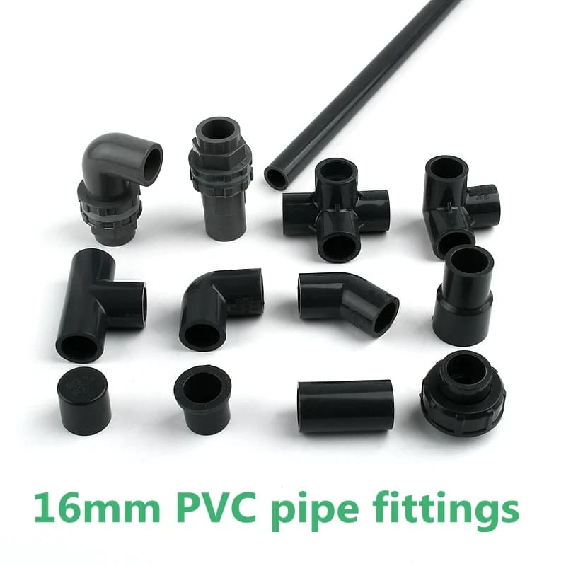 2 ~ 15PCS 16mm Raccordi per tubi in PVC grigio Gomito dritto Connettori a T Accessori per acquari Parti dell'acqua Raccordi per tubi dell'acqua in PVC
