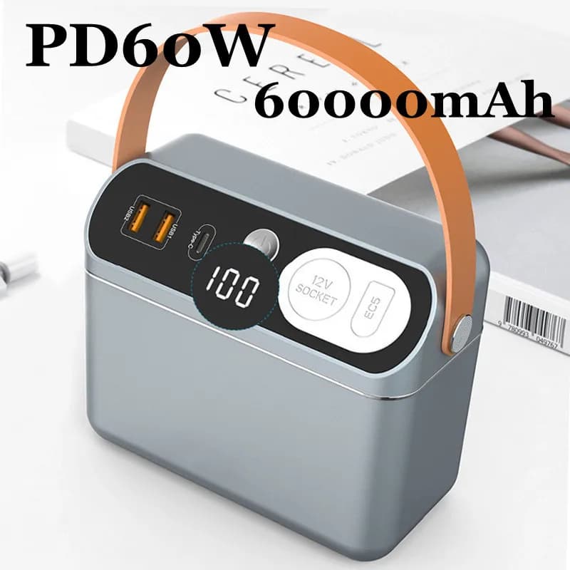 Stazione di alimentazione portatile da 150 W 60000 mAh 222 Wh Avviatore di emergenza Banca di potere da campeggio PD 60 W Caricatore Booster per auto Dispositivo di avviamento esterno