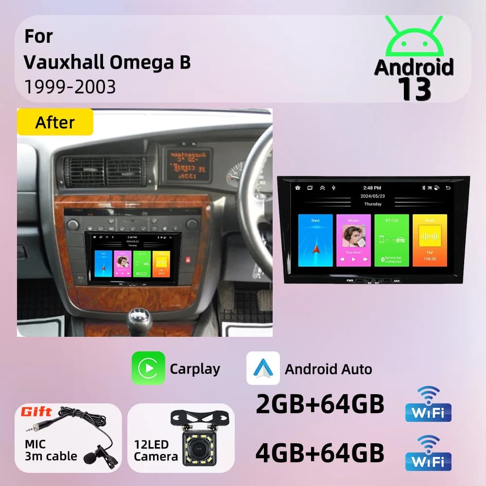 2 Din Android Radio For Vauxhall Omega B 1999-2003 Carplay Autoradio GPS WIFI Auto Car Multimedia 8" Screen Stereo