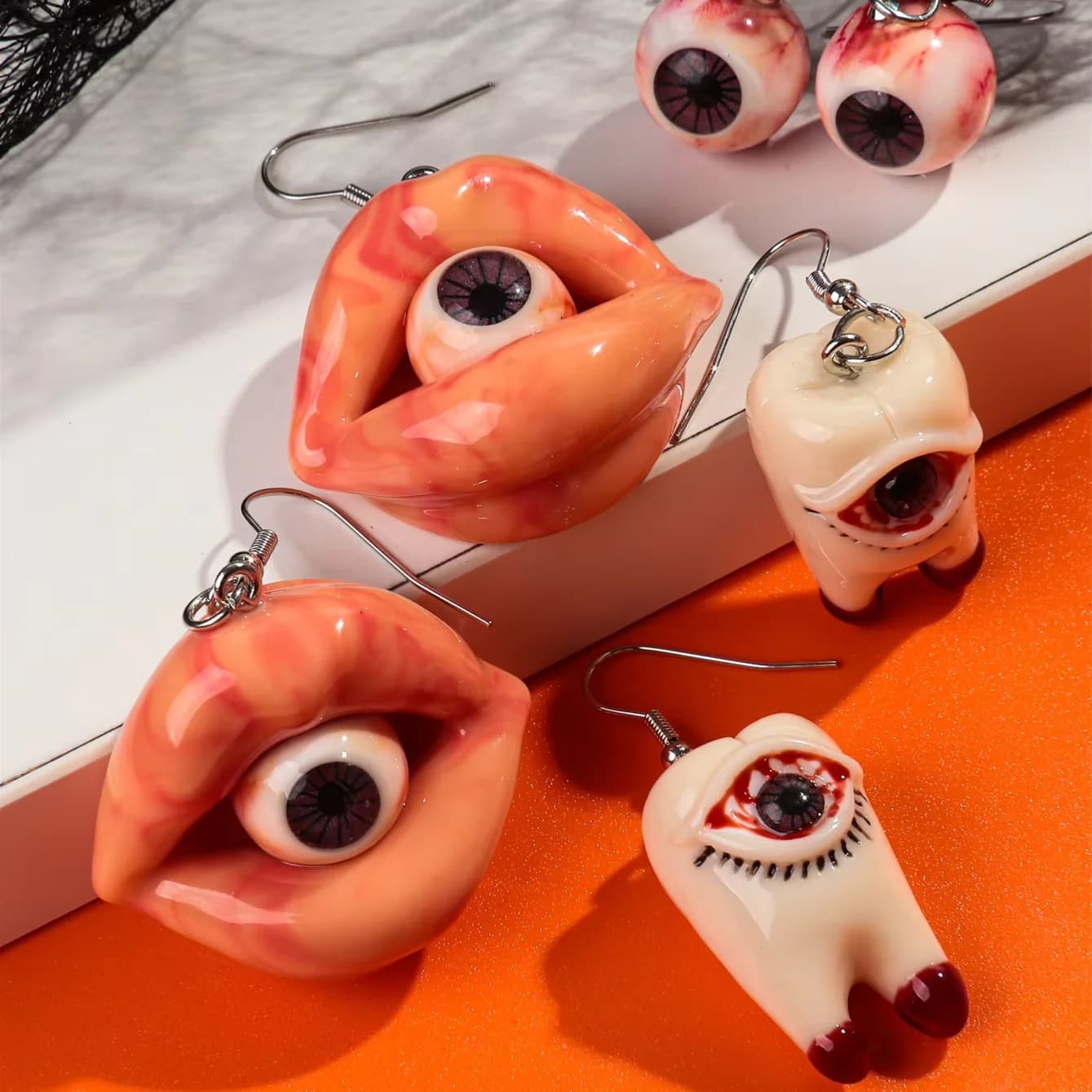Halloween scary 3D Demon Eye Lip Drop Earring Jewelry Gifts for Party