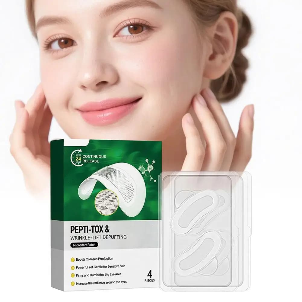 4 Pieces Pepti-Tox Wrinkle-Lift Depuffing Microdart Patch Boost Collagen Production Firm Gentle Brand Eye Care Microneedle Patch