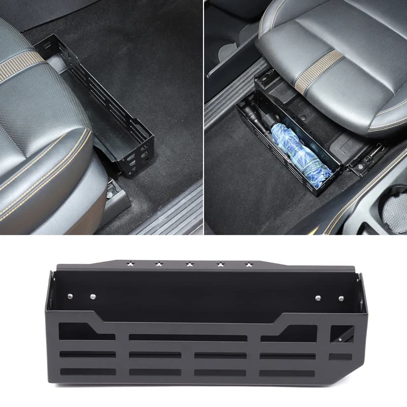 For Ford Ranger T9 2023 2024 2025 2026 Aluminum Car Under Seat Back Storage Box High Capacity Organizer Case Car Accessories