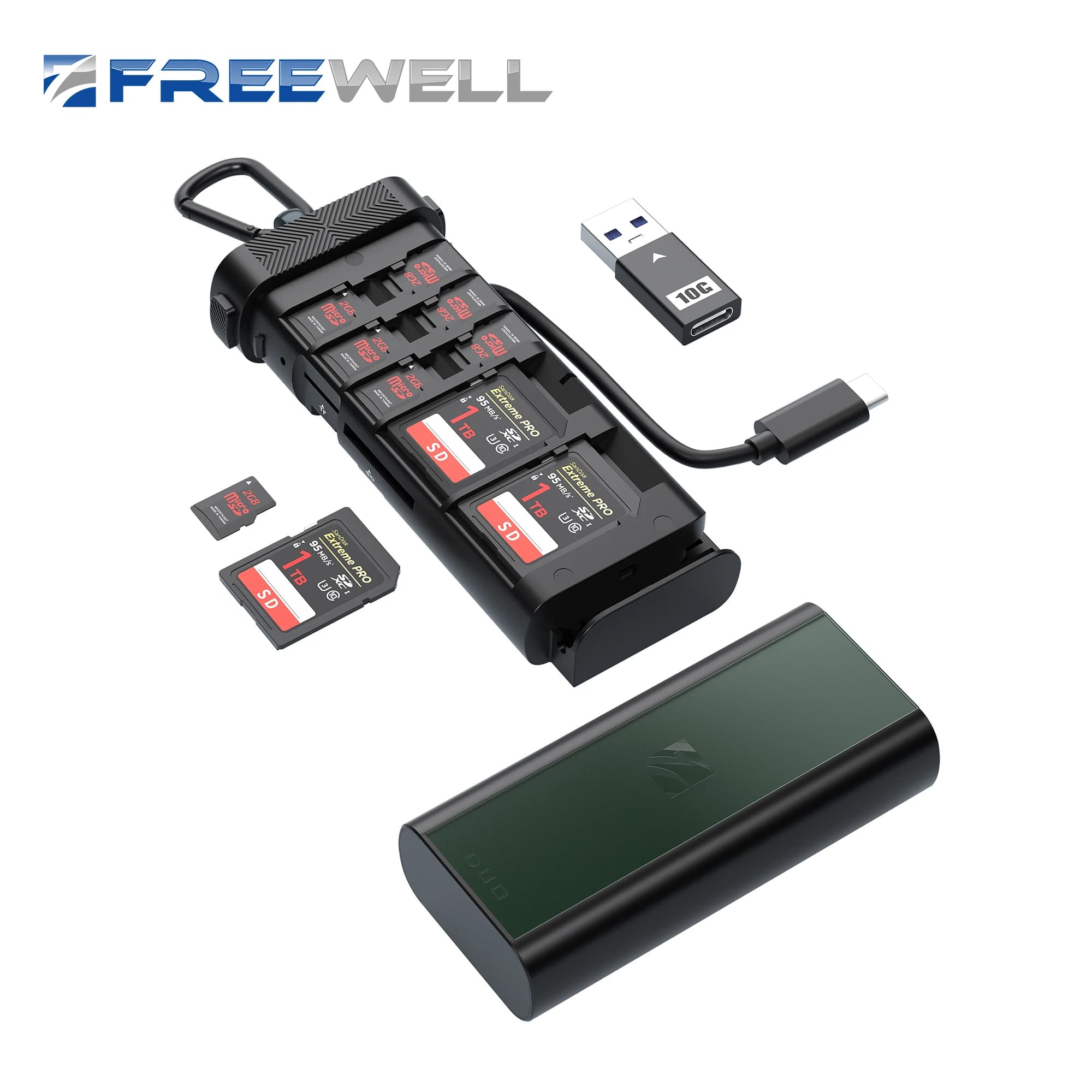 Lettore Duo portatile Freewell Lettore e supporto per schede SD TF e Micro SD Ultimate per fotografi e videografi professionisti