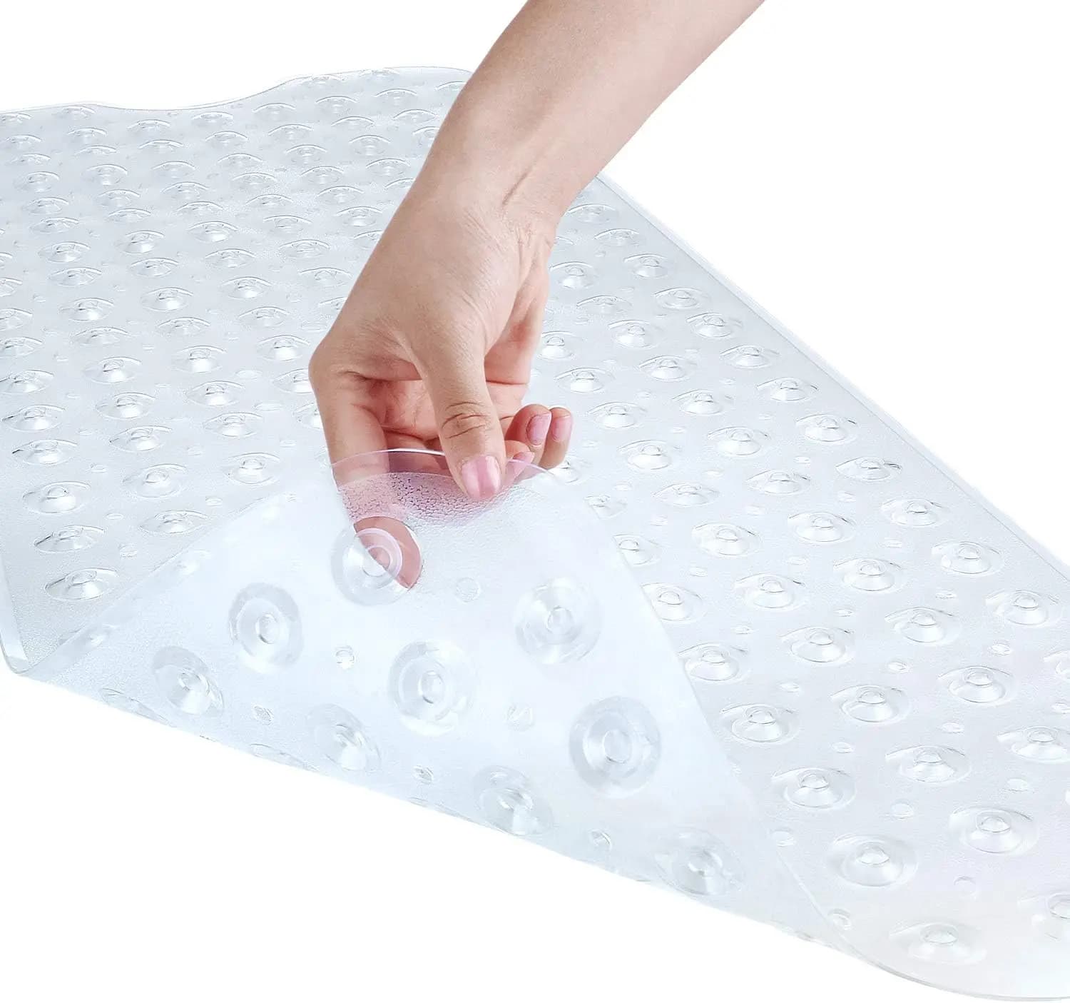 Tappetino da bagno antiscivolo 40x16 pollici, tappetino da doccia extra large con ventose, lavabile in lavatrice, trasparente