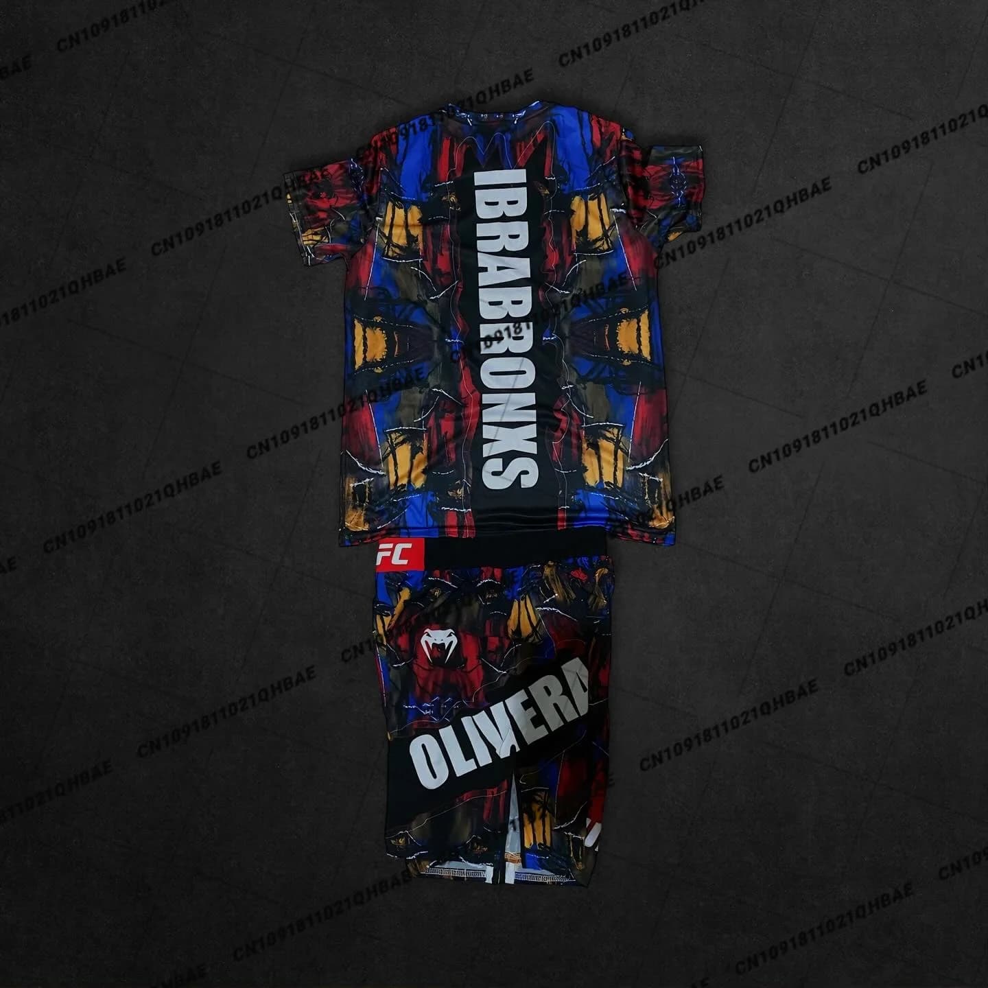 Summer Top Boxer MMA Octagonal Cage Charles Oliveira Tshirt Shorts Set Men Sports Training Running Set Speed drying Fighting Set