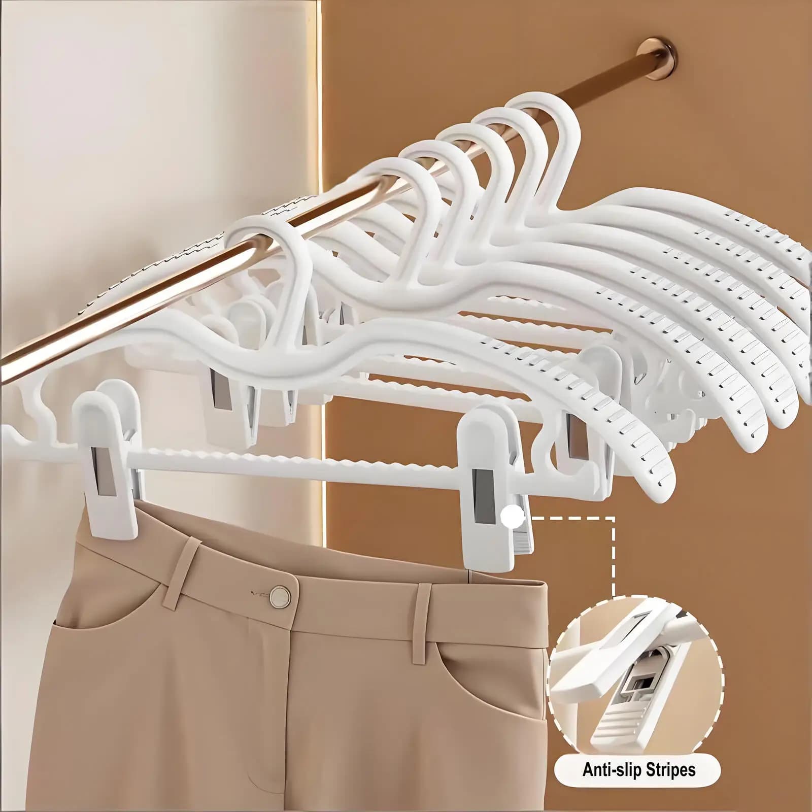 40.5cm Plastic Clothes Hangers With Clips Non-slip Hanger Drying Rack Suitable For Bedroom Wardrobe Save Space Hangers