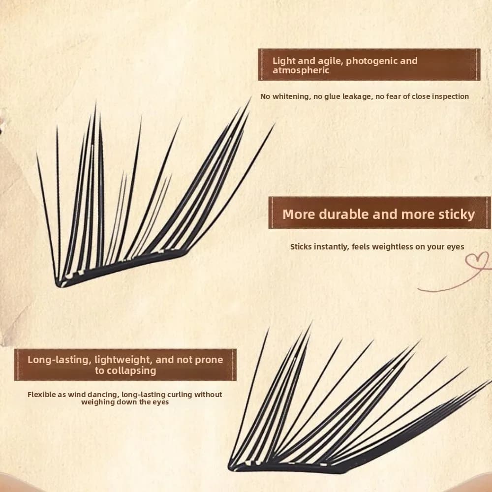 9-13mm Length False Eyelashes Natural Look Cluster Design DIY Lash Extension Kit Bond and Seal Eye Makeup Tools
